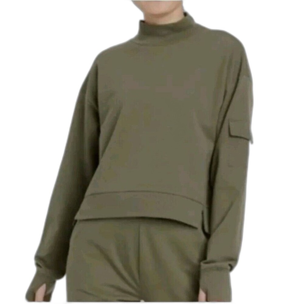 All in Motion- French Terry Mock Neck Sweatshirt W/Thumbholes- Large